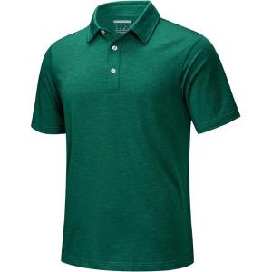 imageMAGCOMSEN Mens ShortSleeve PoloGolf Shirts for Men 3Button Moisture WickingAthletic Outdoor Collared TShirtEmerald Green