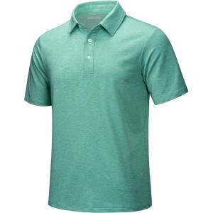 imageMAGCOMSEN Mens ShortSleeve PoloGolf Shirts for Men 3Button Moisture WickingAthletic Outdoor Collared TShirtLight Green