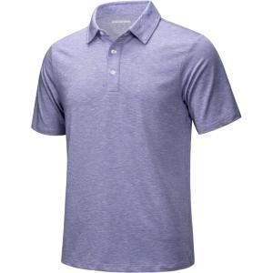 imageMAGCOMSEN Mens ShortSleeve PoloGolf Shirts for Men 3Button Moisture WickingAthletic Outdoor Collared TShirtLight Purple