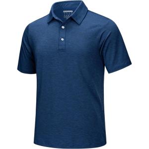 imageMAGCOMSEN Mens ShortSleeve PoloGolf Shirts for Men 3Button Moisture WickingAthletic Outdoor Collared TShirtMiddle Blue