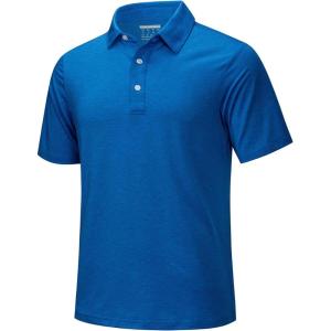 imageMAGCOMSEN Mens ShortSleeve PoloGolf Shirts for Men 3Button Moisture WickingAthletic Outdoor Collared TShirtSea Blue