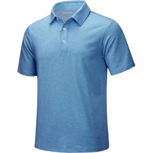 imageMAGCOMSEN Mens ShortSleeve PoloGolf Shirts for Men 3Button Moisture WickingAthletic Outdoor Collared TShirtSky Blue