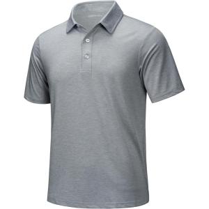 imageMAGCOMSEN Mens ShortSleeve PoloGolf Shirts for Men 3Button Moisture WickingAthletic Outdoor Collared TShirtSliver