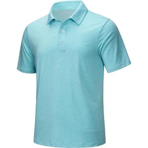 imageMAGCOMSEN Mens ShortSleeve PoloGolf Shirts for Men 3Button Moisture WickingAthletic Outdoor Collared TShirtWater Blue