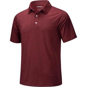 imageMAGCOMSEN Mens ShortSleeve PoloGolf Shirts for Men 3Button Moisture WickingAthletic Outdoor Collared TShirtWine Red