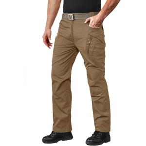 imageMAGCOMSEN Mens Tactical Pants with 9 Pockets RipStop Lightweight Work Hiking PantsBrown