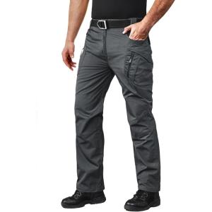 imageMAGCOMSEN Mens Tactical Pants with 9 Pockets RipStop Lightweight Work Hiking PantsGrey