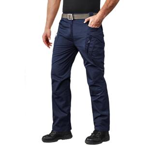 imageMAGCOMSEN Mens Tactical Pants with 9 Pockets RipStop Lightweight Work Hiking PantsNavy