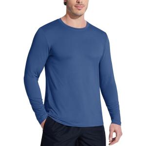 imageMAGCOMSEN Mens UPF 50 Shirts Long Sleeve UV Protection Quick Dry TShirt Rash Guard for Fishing Running BeachBlue Grey