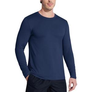 imageMAGCOMSEN Mens UPF 50 Shirts Long Sleeve UV Protection Quick Dry TShirt Rash Guard for Fishing Running BeachNavy