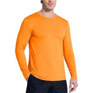 imageMAGCOMSEN Mens UPF 50 Shirts Long Sleeve UV Protection Quick Dry TShirt Rash Guard for Fishing Running BeachOrange