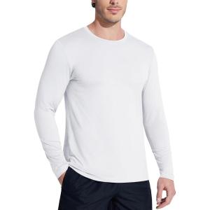 imageMAGCOMSEN Mens UPF 50 Shirts Long Sleeve UV Protection Quick Dry TShirt Rash Guard for Fishing Running BeachWhite