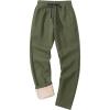 imageMAGCOMSEN Mens Winter Fleece Pants Sherpa Lined Sweatpants Thicken Warm Athletic Pants Sports Jogger PantsArmy Green