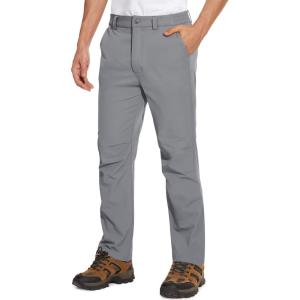 imageMAGCOMSEN Mens Golf Pants Stretch Fast Dry Lightweight Casual Hiking Pants with 3 PocketsLight Grey