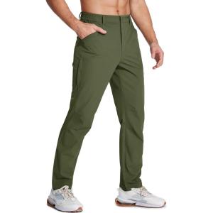 imageMAGCOMSEN Mens Hiking Pants Water Resistant Quick Dry Golf Pants Ripstop Lightweight Casual Work Pants 4 PocketsArmygreen