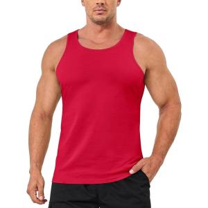 imageMAGCOMSEN Mens Tank Top Cotton Sleeveless Shirt Lightweight Muscle Tank Tee ShirtTomato Red