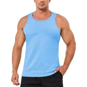 imageMAGCOMSEN Mens Tank Top Cotton Sleeveless Shirt Lightweight Muscle Tank Tee ShirtWaterfall Blue