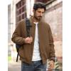 imageMAGCOMSEN Mens Bomber Jacket Warm Zip Up Spring Coat Lightweight Casual Windbreaker Pilot Jacket with PocketsBrown