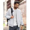 imageMAGCOMSEN Mens Bomber Jacket Warm Zip Up Spring Coat Lightweight Casual Windbreaker Pilot Jacket with PocketsWhite