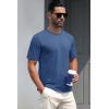 imageMAGCOMSEN Mens TShirts Short Sleeve Crew Neck Cotton Tshirts Casual Summer T Shirts Classic Basic TeesGrey Blue