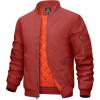 imageMAGCOMSEN Mens Bomber Jacket Warm Zip Up Spring Coat Lightweight Casual Windbreaker Pilot Jacket with PocketsOrange Red