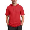 imageMAGCOMSEN Mens Short Sleeve Hoodie Cotton Hooded T Shirts Lightweight Sweatshirt Hoodies PulloverTomato Red
