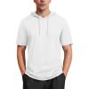 imageMAGCOMSEN Mens Short Sleeve Hoodie Cotton Hooded T Shirts Lightweight Sweatshirt Hoodies PulloverWhite
