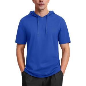 imageMAGCOMSEN Mens Short Sleeve Hoodie Cotton Hooded T Shirts Lightweight Sweatshirt Hoodies PulloverColor Blue
