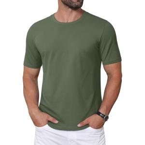 imageMAGCOMSEN Mens TShirts Short Sleeve Crew Neck Cotton Tshirts Casual Summer T Shirts Classic Basic TeesArmy Green