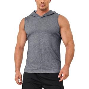 imageMAGCOMSEN Mens Tank Top Sleeveless Hoodie Cotton TShirt Summer Casual Shirt Muscle TeeDark Grey