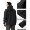 imageMAGCOMSEN Mens Waterproof Fleece Lined Rain Jacket Lightweight Softshell Raincoat with Hood Winter Hiking WindbreakerBlack