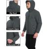 imageMAGCOMSEN Mens Waterproof Fleece Lined Rain Jacket Lightweight Softshell Raincoat with Hood Winter Hiking WindbreakerDark Grey