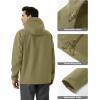 imageMAGCOMSEN Mens Waterproof Fleece Lined Rain Jacket Lightweight Softshell Raincoat with Hood Winter Hiking WindbreakerKhaki