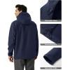 imageMAGCOMSEN Mens Waterproof Fleece Lined Rain Jacket Lightweight Softshell Raincoat with Hood Winter Hiking WindbreakerNavy