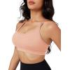 imageMAGCOMSEN Womens Strappy Sports Bra Padded Backless Sexy Low Impact MoistureWicking Wireless for Yoga Workout FitnessApricot