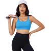 imageMAGCOMSEN Womens Strappy Sports Bra Padded Backless Sexy Low Impact MoistureWicking Wireless for Yoga Workout FitnessAzure Blue