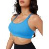 imageMAGCOMSEN Womens Strappy Sports Bra Padded Backless Sexy Low Impact MoistureWicking Wireless for Yoga Workout FitnessAzure Blue