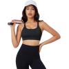 imageMAGCOMSEN Womens Strappy Sports Bra Padded Backless Sexy Low Impact MoistureWicking Wireless for Yoga Workout FitnessBlack