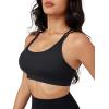 imageMAGCOMSEN Womens Strappy Sports Bra Padded Backless Sexy Low Impact MoistureWicking Wireless for Yoga Workout FitnessBlack