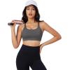 imageMAGCOMSEN Womens Strappy Sports Bra Padded Backless Sexy Low Impact MoistureWicking Wireless for Yoga Workout FitnessDark Gray