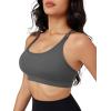 imageMAGCOMSEN Womens Strappy Sports Bra Padded Backless Sexy Low Impact MoistureWicking Wireless for Yoga Workout FitnessDark Gray