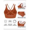 imageMAGCOMSEN Womens Strappy Sports Bra Padded Backless Sexy Low Impact MoistureWicking Wireless for Yoga Workout FitnessDark Orange