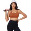 imageMAGCOMSEN Womens Strappy Sports Bra Padded Backless Sexy Low Impact MoistureWicking Wireless for Yoga Workout FitnessDark Orange