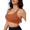 imageMAGCOMSEN Womens Strappy Sports Bra Padded Backless Sexy Low Impact MoistureWicking Wireless for Yoga Workout FitnessDark Orange