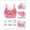 imageMAGCOMSEN Womens Strappy Sports Bra Padded Backless Sexy Low Impact MoistureWicking Wireless for Yoga Workout FitnessGrayish Pink