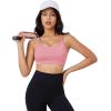 imageMAGCOMSEN Womens Strappy Sports Bra Padded Backless Sexy Low Impact MoistureWicking Wireless for Yoga Workout FitnessGrayish Pink
