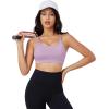 imageMAGCOMSEN Womens Strappy Sports Bra Padded Backless Sexy Low Impact MoistureWicking Wireless for Yoga Workout FitnessGrayish Purple