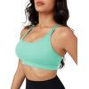 imageMAGCOMSEN Womens Strappy Sports Bra Padded Backless Sexy Low Impact MoistureWicking Wireless for Yoga Workout FitnessLight Lake Blue