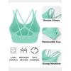 imageMAGCOMSEN Womens Strappy Sports Bra Padded Backless Sexy Low Impact MoistureWicking Wireless for Yoga Workout FitnessLight Lake Blue