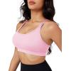 imageMAGCOMSEN Womens Strappy Sports Bra Padded Backless Sexy Low Impact MoistureWicking Wireless for Yoga Workout FitnessLight Pink